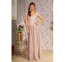 Long Formal A Line Mother Of The Bride Dress Taupe / L