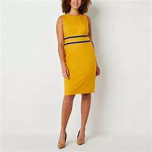 Black Label By Evan-Picone Sleeveless Sheath Dress | Yellow | Womens 6 | Dresses Sheath Dresses