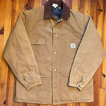 Vintage Carhartt Jacket 6BLCT Made In USA Blanket Lined Size XL 46 Tall Tan 90S