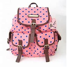 Anna Smith Retro Polka Dots Spot Lydc Ladies Backpack Peach/Brown