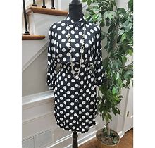 Who What Wear Dresses | Who What Wear Women's Black & White 100% Rayon Long Sleeves Knee Length Dress S | Color: Black | Size: S