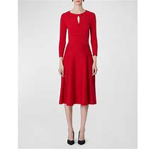 Carolina Herrera Knit Midi Dress With Bow Detail, Crimson, Women's, S, Casual & Work Dresses Knit Dresses
