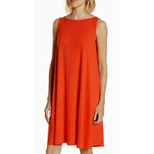 Eileen Fisher Orange Geran Bateau Neck Knee Length Dress Size Medium