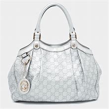 Gucci Bags | Gucci Silver Ssima Leather Medium Sukey Tote | Color: Silver | Size: Os