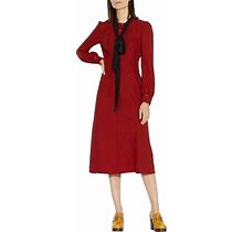 Coach Bow Neck Dress Size 6 Women Brick Red NWOT $695 Long Sleeve