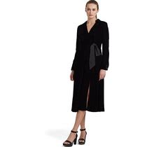 LAUREN Ralph Lauren Velvet Surplice Midi Dress Women's Dress Polo Black : 2