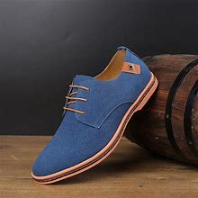 Men's Oxfords Suede Shoes Comfort Shoes Vintage Casual Outdoor Daily Office & Career Suede Lace-Up Blue Color Block Spring US8 / EU40 / UK7 / CN41