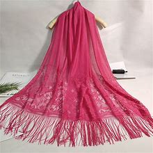 Solid Shawls Wraps For Evening Dresses Lightweight Scarfs For Women With Fringe Floral Lace Scarf For Wedding Party,Rose Red,High Demand,Temu