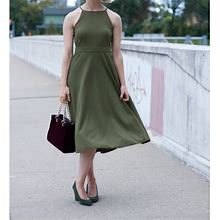 Ann Taylor Dresses | Olive Green Halter Dress Nwot | Color: Green | Size: 4