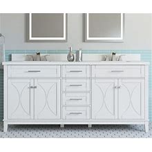 Allen + Roth Alcova 72-In White Undermount Double Sink Bathroom Vanity With White Engineered Stone Top | LWSK72VW