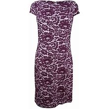 Tommy Hilfiger Women's Cap Sleeve Print Dress (2, Currant)