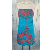 Lilly Pulitzer Blue Coral Fly Me To The Sea Embroidered Strapless