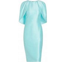 Badgley Mischka Women's Cape-Sleeve Satin Midi-Dress - Ice Blue - Size 8