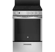 GE 24-In Smooth Surface 4 Elements 2.9-Cu Ft Steam Cleaning Freestanding Electric Range (Stainless Steel) | JAS640RMSS