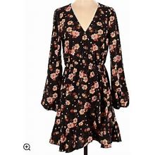 Abound Dresses | Abound Casual Floral Dress, Large, Black With Flowers | Color: Black/Pink | Size: L