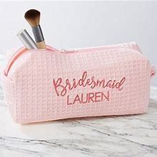 Bridal Party Personalized Blush Waffle Weave Makeup Bag