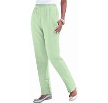 Plus Size Women's Straight-Leg Soft Knit Pant By Roaman's In Green Mint (Size 1X) Pull On Elastic Waist