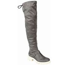 Journee Collection Womens Salisa Block Heel Over The Knee Boots | Gray | Regular 7 1/2 | Boots Over The Knee Boots | Comfort