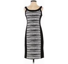 R&M Richards Casual Dress - Sheath Scoop Neck Sleeveless: Black Print Dresses - Women's Size 4 Petite