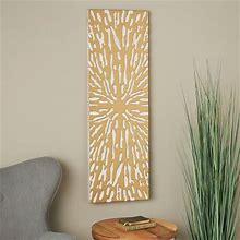 Gold Wooden Abstract Carved Starburst Wall Decor With White Backing - 16"W, 48"H