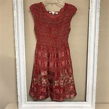 Max Studio Dresses | Max Studio Smocked Dress | Color: Red/Tan | Size: M