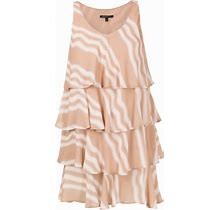 Armani Exchange U-Neck Ruffled Mini Dress - Neutrals