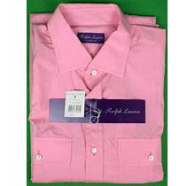 Ralph Lauren Purple Label Italian Pink Cotton Spread Collar Dress Shirt Sz L NEW