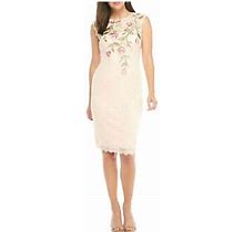 Adrianna Papell Petal Embroidered Lace Fit & Flare Dress Sz 2