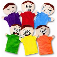 6 Pack Feeling Hand Puppets For Kids With 6 Emotions, With Moveable Arms, Soft Plush Hand Puppets For Toddlers, Early Education Toys, Social