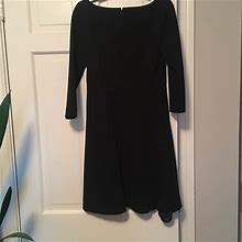 J. Crew Dresses | Jcrew Aline Black Dress, 3/4 Sleeves, Lined, Size 4, Zips In Back | Color: Black | Size: 4