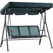 Mcombo Outdoor Patio Canopy Swing Chair 3-Person, Steel Frame