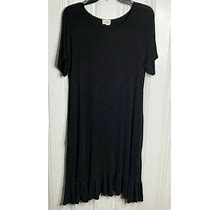 143 Story Dress Womens Medium Black Lagenlook Knit Dress Short Sleeve