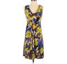 Lily Casual Dress - A-Line Cowl Neck Sleeveless: Yellow Floral Dresses - Women's Size X-Small