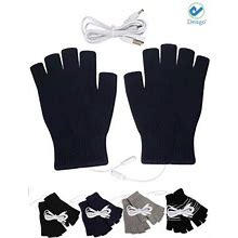 Deago USB Heated Gloves For Women & Men, Mitten Winter Warm Laptop Gloves, Half Hands Heated Fingerless Heating Knitting Hands Warmer Washable Design