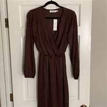 All In Favor Dresses | Long Sleeve Midi Dress | Color: Brown | Size: L