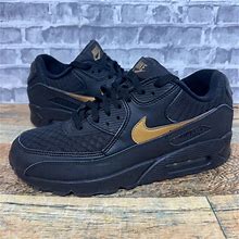 Nike Shoes | Nike Air Max 90 Essential Shoes Black Gold Av7894-001 Mens Size 9 Rare | Color: Black | Size: 8