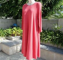 Eileen Fisher LIGHTWEIGHT VISCOSE JERSEY, Knee Length Dress, Salmon Size S