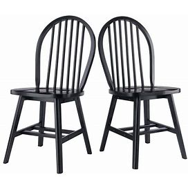 Windsor Black Solid Wood Windsor Chair (Set Of 2)