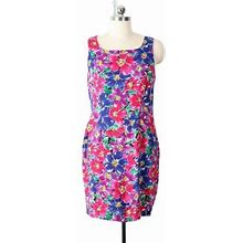 Vintage 80S 90S Floral Rayon Sheath Dress 9/10 m Cute Colorful Pretty