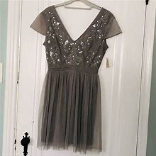 Altar'd State Dresses | Altard State Soft Grey Event Mini Dress, Beautiful Beaded Bodice Size Medium | Color: Gray | Size: M