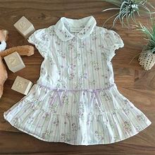 George Dresses | George Striped Floral Dress Infant/Baby Size 12m | Color: Purple/White | Size: 12Mb