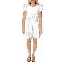 Sail To Sable Women's Sts X Palm Beach Lately Scalloped Hem Mini Dress, White, Cotton