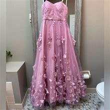 Bcx Dresses | Nwt Pink Strapless Floral Appliqu Gown | Color: Pink | Size: 7J