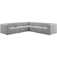 Modway Furniture Bartlett Light Gray Fabric 5Pc Sectional