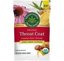 Traditional Medicinals Throat Coat Lemon Ginger Echinacea Lozenges - 16Ct