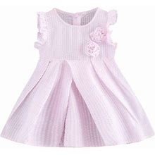 Tengma Toddler Girls Dresses Kids Baby Striped Ruffled Flower Print Dress Sundress Summer Princess Dresses Pink 80