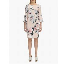 Calvin Klein Bell-Sleeve Floral Sheath Dress Woman 2/6/8/10/12
