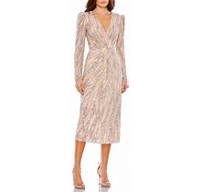 Mac Duggal Shatter Sequin Long Sleeve Sheath Cocktail Dress In Rose Gold At Nordstrom, Size 18