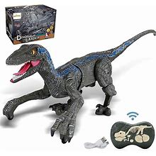 Liberty Imports Remote Control Dinosaur Toys For Kids, RC Velociraptor Robot Toys 2.4Ghz Walking Large Electronic Pet Robo Dino With Lights And