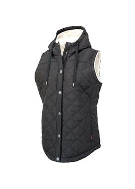 Tough Duck Quilted Vest With Sherpa Lining, Nylon/Polyester, XL, Black